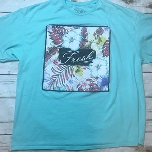 Blue Tropical Hawaiian Print Graphic Tee